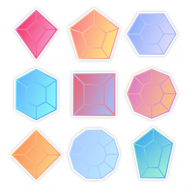 Vector conjunto de gemas de colores