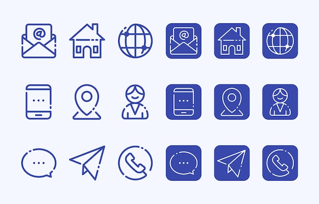 Conjunto general de iconos de contacto para tarjetas de visita