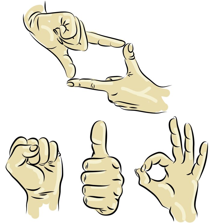 Vector conjunto de gestos de mano dibujados por vectores