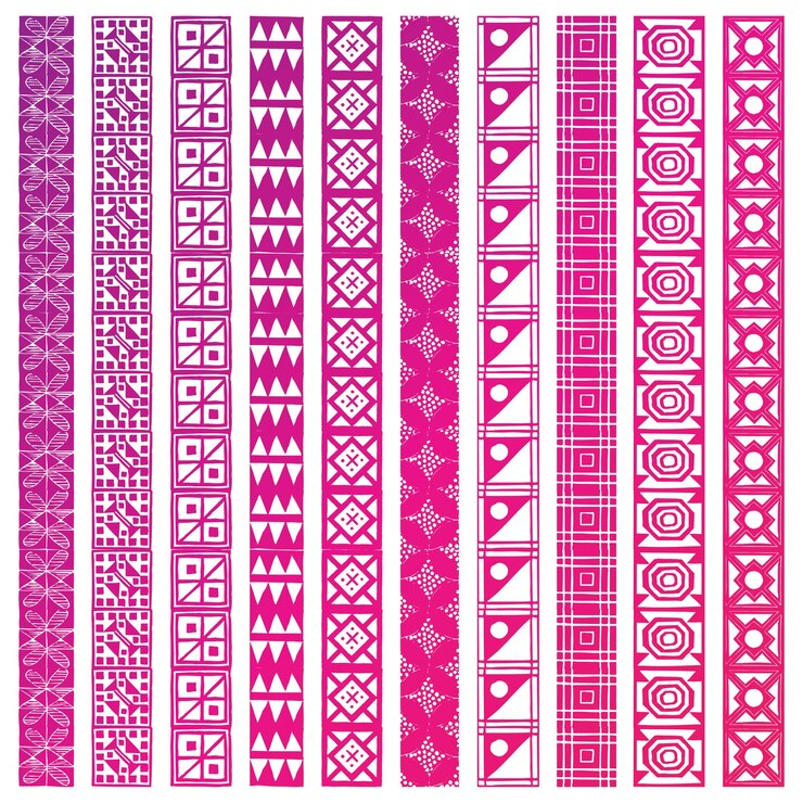 Vector conjunto de glifos de arte tribal sin costuras conjunto de iconos de arte tribales sin costuras
