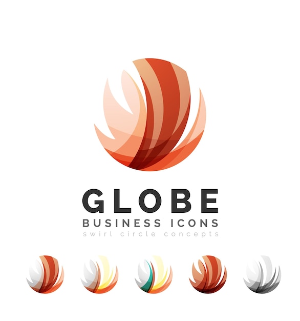 conjunto, de, globo, esfera, o, círculo, logotipo, empresa / negocio, iconos