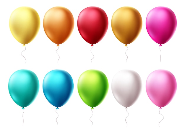 Conjunto de globos de cumpleaños diseño vectorial Globos de colores aislados para celebraciones de cumpleaños