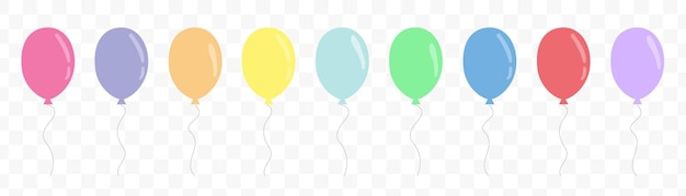 Conjunto de globos de dibujos animados Globos para cumpleaños y fiesta Icono plano para celebrar Vector
