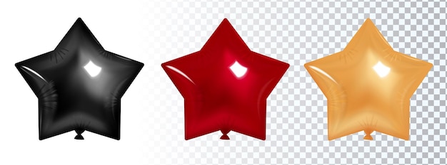 Conjunto de globos estrella 3d Negro rojo y dorado