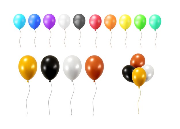 Conjunto de globos de helio coloridos Balón de fiesta brillante y brillante para la celebración de cumpleaños