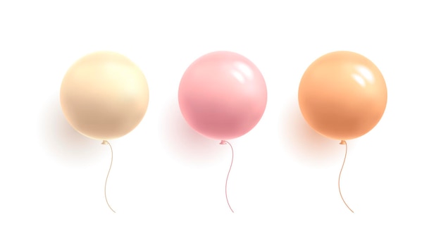 Conjunto de globos de niña suave de color pastel brillante en forma redonda esfera 3d aislado