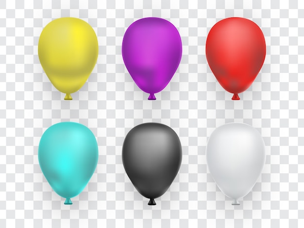 Conjunto de globos realistas aislado sobre fondo transparente