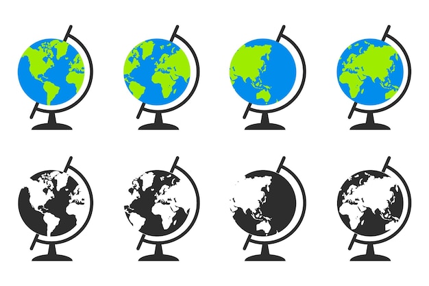 Conjunto de globos solares Planeta Tierra en un diseño plano