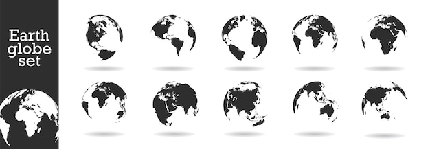 Conjunto de globos transparentes de la Tierra Mapa del mundo en forma de globo