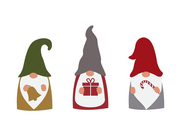 Conjunto de gnomos de Año Nuevo Ilustración vectorial