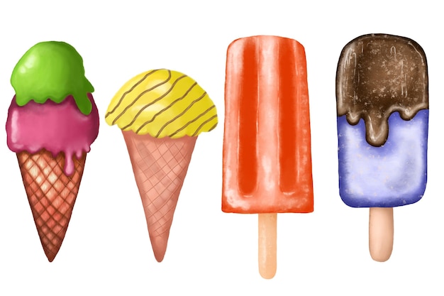 Vector conjunto de gofres de cono de helado