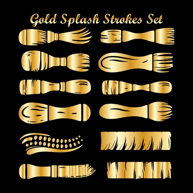 Vector conjunto de golpes de pincel dorado