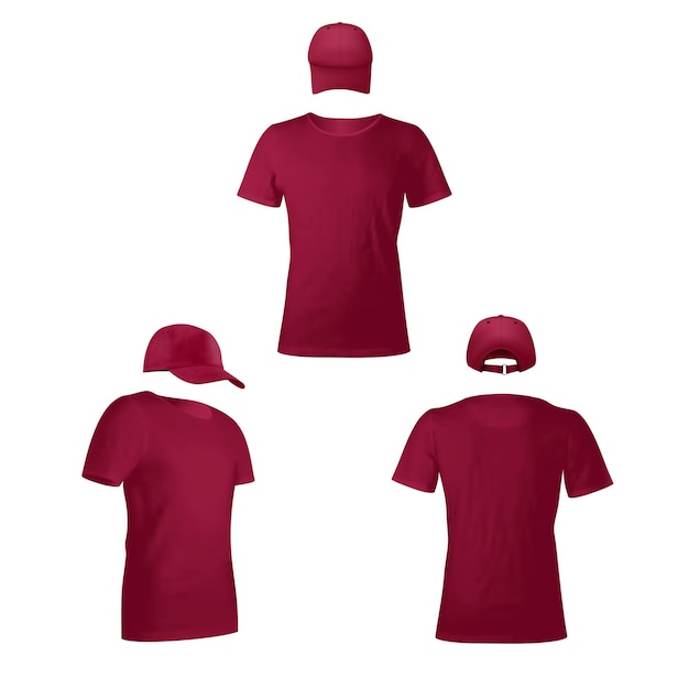 conjunto de gorras de camiseta modelo de diseño conjunto vectorial colección ilustración vectorial