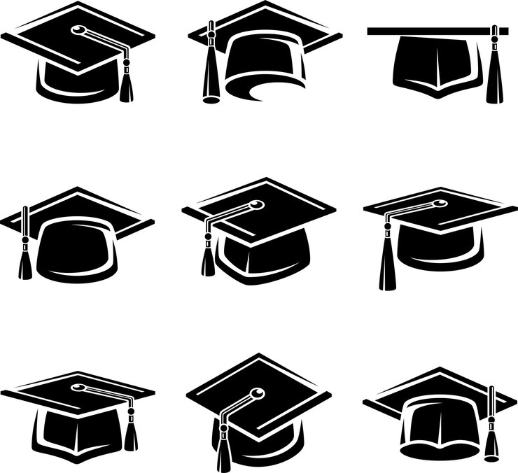 Vector conjunto de gorro de graduación vector