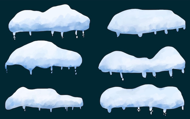 Conjunto de gorro de nieve de acuarela calentamiento global, ilustración de elementos dibujados a mano