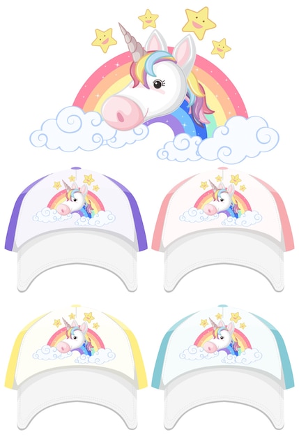 Vector conjunto de gorro de unicornio