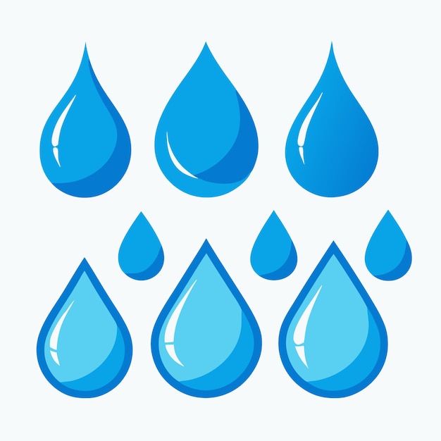 Conjunto de gotas de agua de diferentes estilos