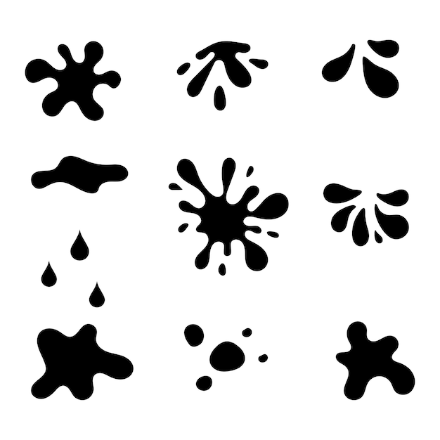 Conjunto de gotas de agua Negro elementos de garabateo líquido lloran iconas de gotas colección salsa de tinta sangre