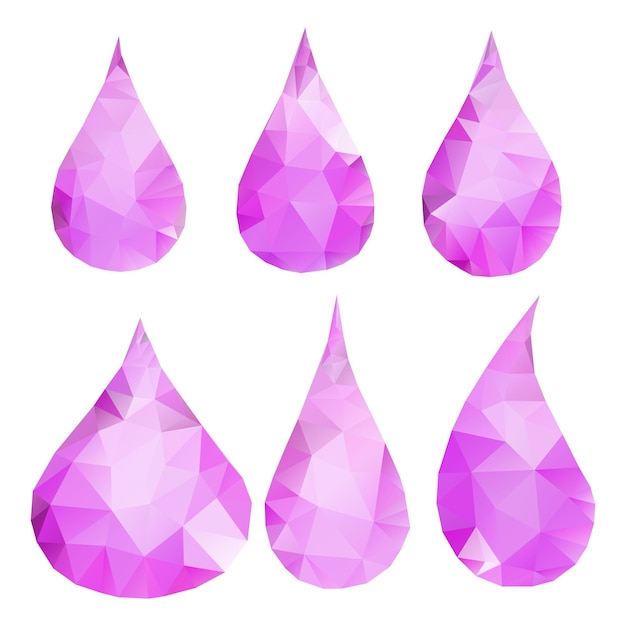 Conjunto de gotas de color rosa abstractas que consta de triángulos