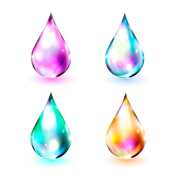 Vector conjunto de gotas multicolores.