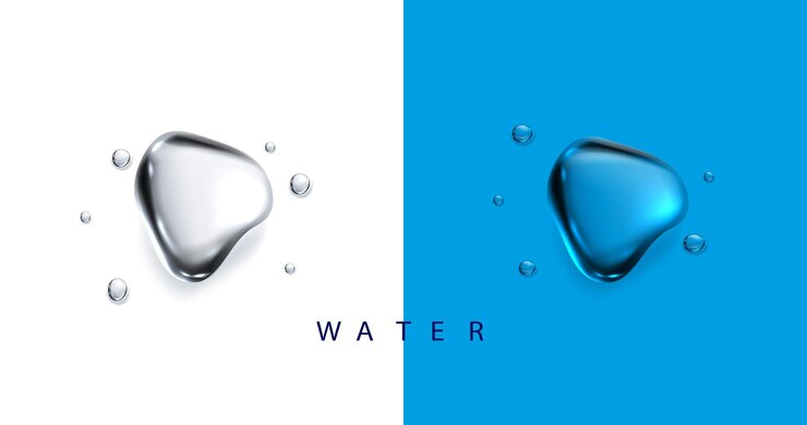 Conjunto de gotas y salpicaduras de agua en estilo plano Arte dibujado a mano