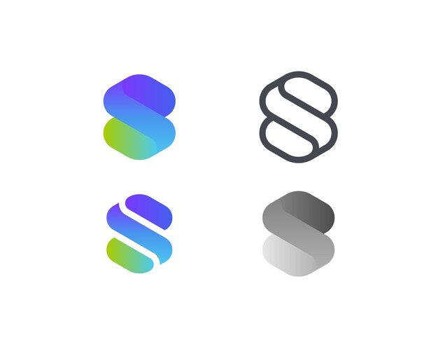 Conjunto de gradiente de logotipo de la letra inicial creativa