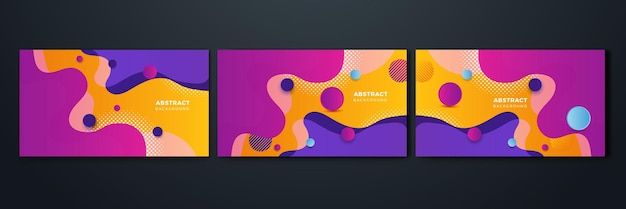 Conjunto de gradiente de onda con fondo de diseño abstracto de forma colorida