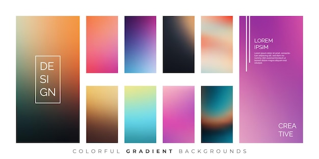 Conjunto de gradiente suave y suave Diseño vectorial de fondos de aplicaciones modernas