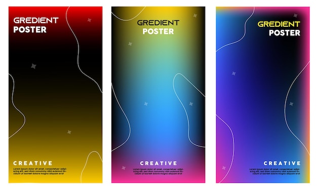 Conjunto de gradiente de vector libre de fondo de gradiente de póster para volante de negocios y otros
