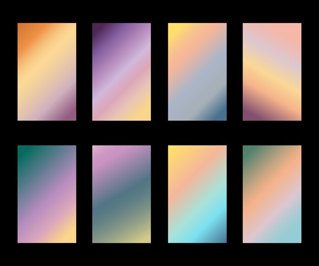 Conjunto de gradientes brillantes suaves colores pastel gradiente diseños para dispositivos computadoras y modernos