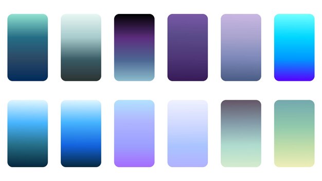 Conjunto de gradientes de colores fríos vector de colección