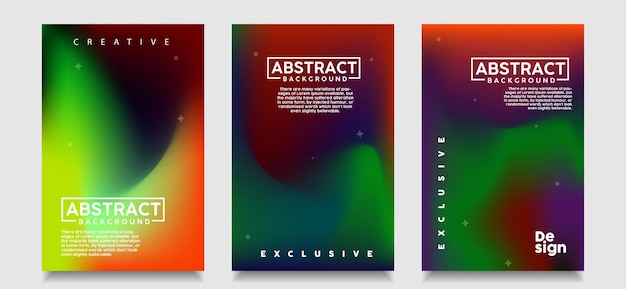 Conjunto de gradientes de malla abstractos Fondos degradados lindos Composición gráfica fluida de colores