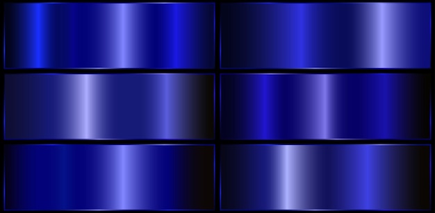Un conjunto de gradientes metálicos azules oscuros Efectos de gradiente metálico para el diseño de textos y boletines