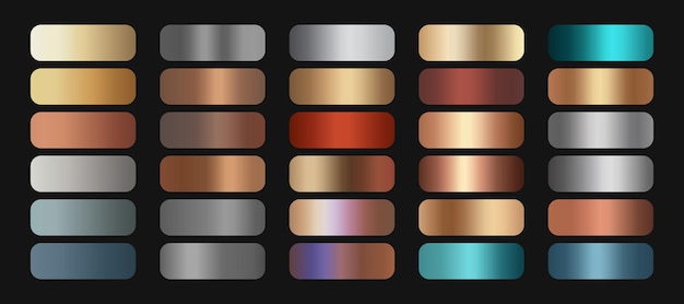 Conjunto de gradientes metálicos Conjunto De Gradientes Metálicos de Diferentes Colores Colección de Gradientes Metalicos