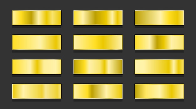 Conjunto de gradientes metálicos degradados de oro amarillo