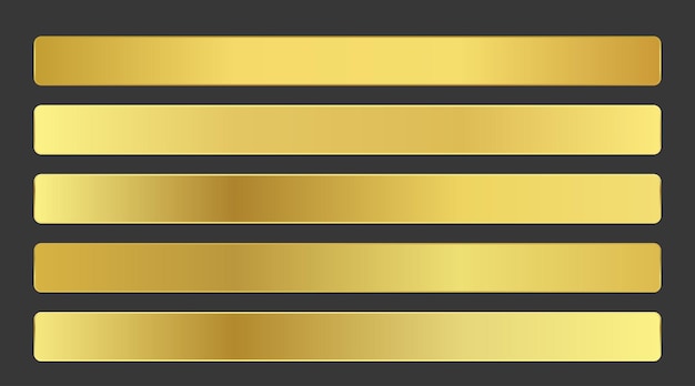 Conjunto de gradientes metálicos degradados de oro amarillo