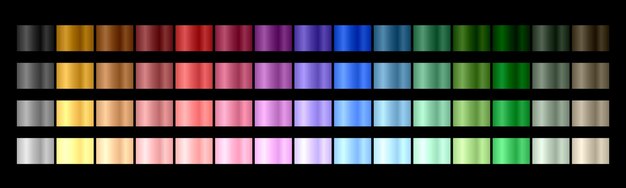 Conjunto de gradientes multicolores Colección de láminas brillantes y colores metálicos en la paleta del arco iris Vector EPS 10