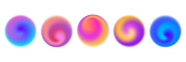 El conjunto de gradientes de remolino colorido brillante Colección de fondo de vórtice borroso redondo Borroso radial iridescente