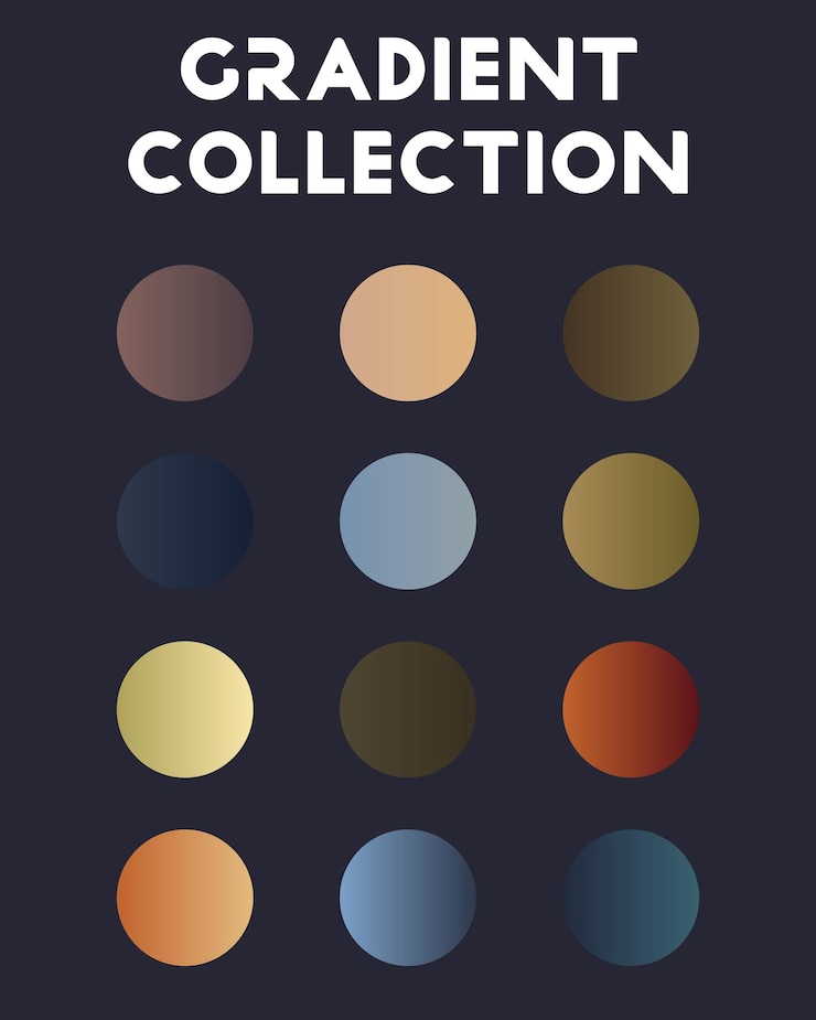 Vector un conjunto de gradientes universales. combinaciones de colores. ilustración vectorial