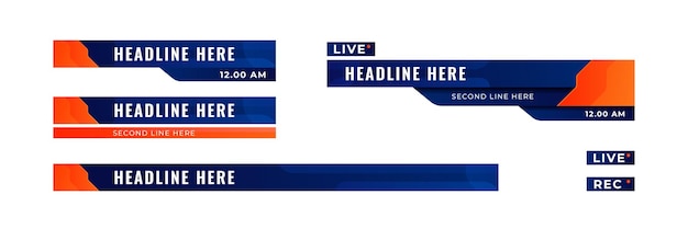 Conjunto gráfico de broadcast news lower thirds banner para television video and media channel modern