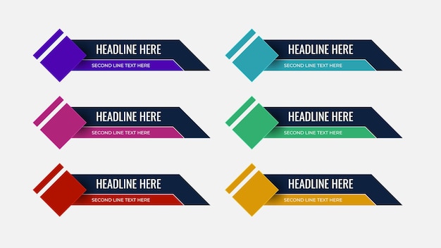 Conjunto gráfico de broadcast news lower thirds banner para television video and media channel modern