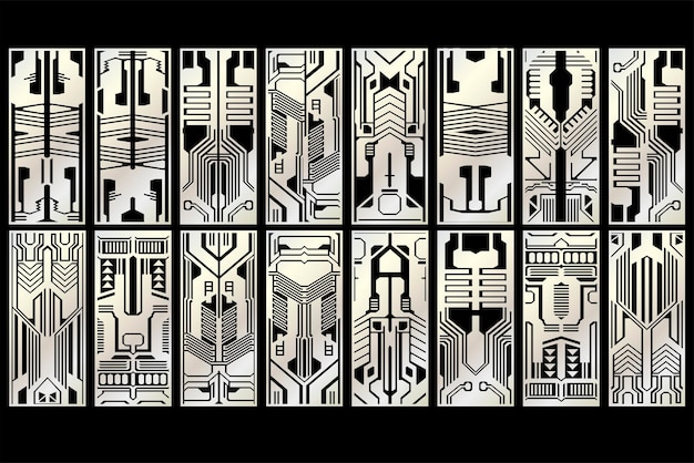 conjunto gráfico de patrón abstracto de ciencia ficción