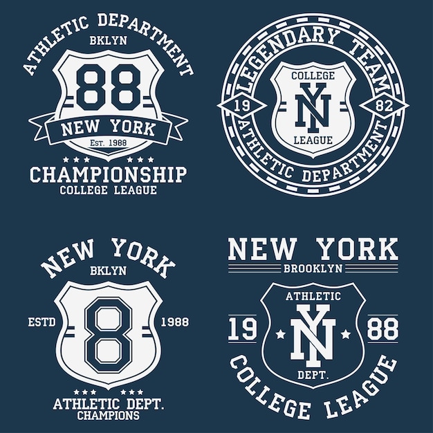 Vector conjunto de gráfico vintage new york ny para camiseta colección de diseño de ropa original con escudo