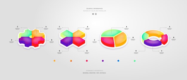 Conjunto de gráficos coloridos y minimalistas.