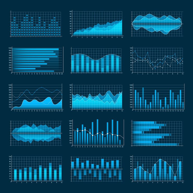 Conjunto de gráficos comerciales. Infografías y diagnósticos, gráficos y esquemas.