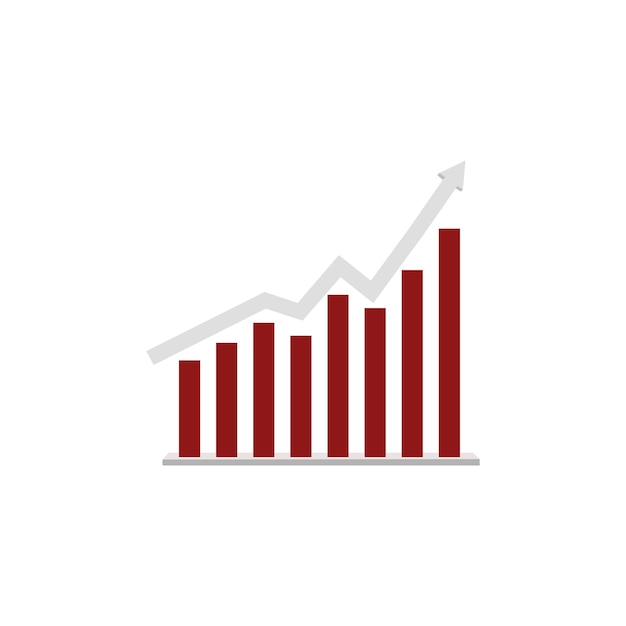 conjunto de gráficos de crecimiento con flecha blanca Inicio y ganancias Barra de gráficos Gráfico de negocios Crecimiento de negocios