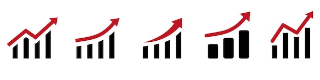 Conjunto de gráficos de crecimiento Gráfico de negocios con flecha Colección de gráficos de crecimiento Sumbol de crecimiento de ganancias