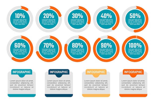 Conjunto de gráficos de elementos para diagramas de infografía gráfico indicador de precentación empresarial