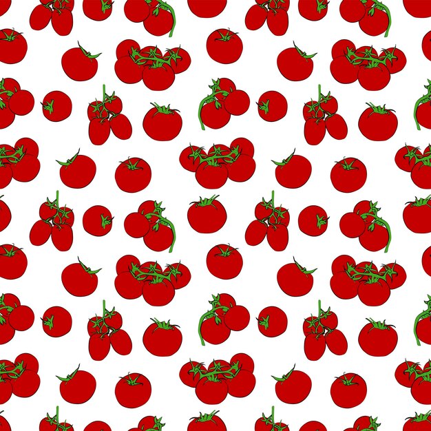 Un conjunto de gráficos vectoriales de fondo sin costuras Tomates de verduras 1000x1000