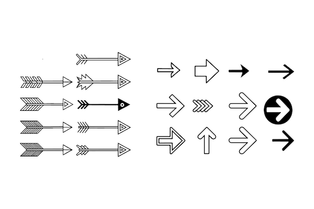 Conjunto de gráficos vectoriales de íconos de flecha para infografías y elementos de UI y diseño web